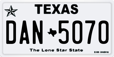 TX license plate DAN5070