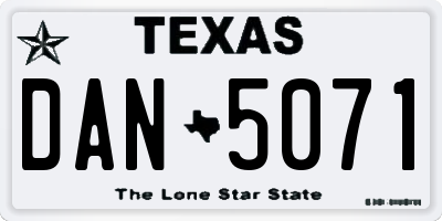 TX license plate DAN5071