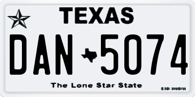 TX license plate DAN5074