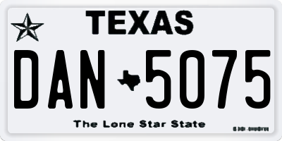 TX license plate DAN5075