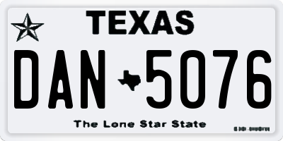 TX license plate DAN5076