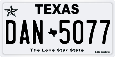TX license plate DAN5077