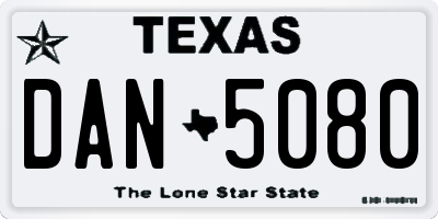 TX license plate DAN5080