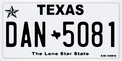 TX license plate DAN5081