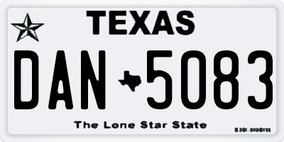 TX license plate DAN5083