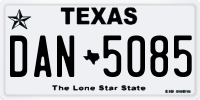 TX license plate DAN5085