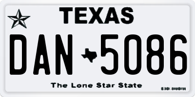 TX license plate DAN5086