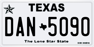 TX license plate DAN5090