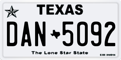 TX license plate DAN5092
