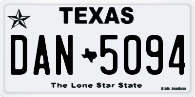 TX license plate DAN5094