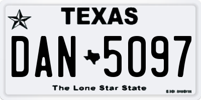 TX license plate DAN5097