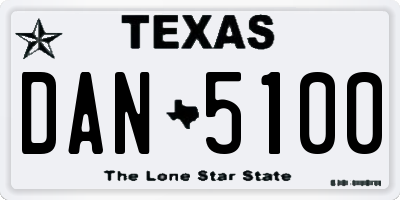 TX license plate DAN5100