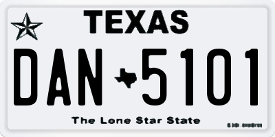 TX license plate DAN5101