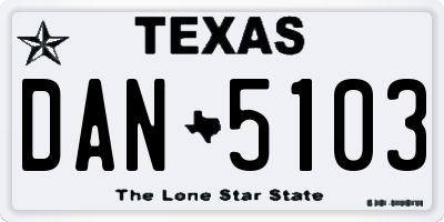 TX license plate DAN5103