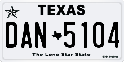 TX license plate DAN5104