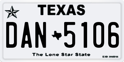 TX license plate DAN5106