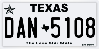 TX license plate DAN5108