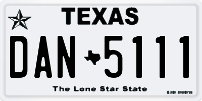 TX license plate DAN5111