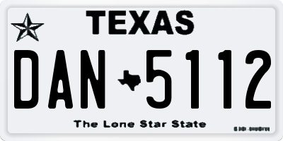 TX license plate DAN5112