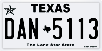 TX license plate DAN5113