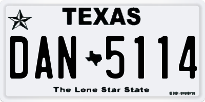 TX license plate DAN5114