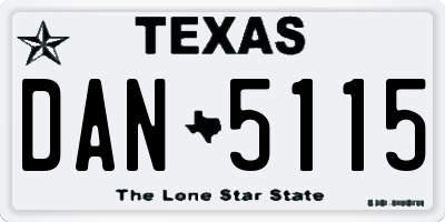 TX license plate DAN5115