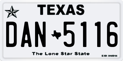 TX license plate DAN5116