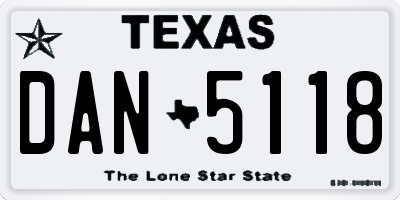 TX license plate DAN5118