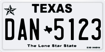 TX license plate DAN5123