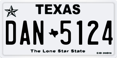 TX license plate DAN5124