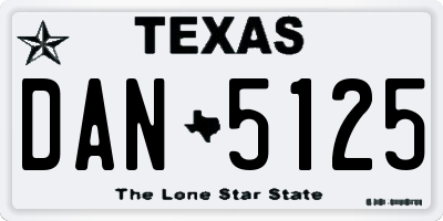 TX license plate DAN5125