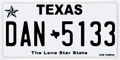 TX license plate DAN5133