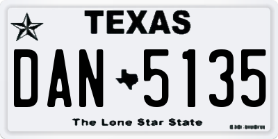 TX license plate DAN5135