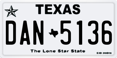 TX license plate DAN5136