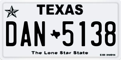 TX license plate DAN5138