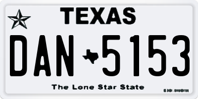 TX license plate DAN5153