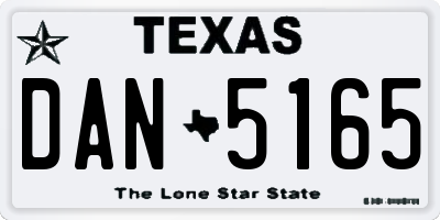 TX license plate DAN5165