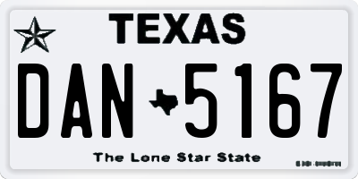TX license plate DAN5167