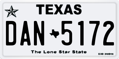 TX license plate DAN5172