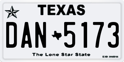 TX license plate DAN5173