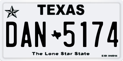 TX license plate DAN5174