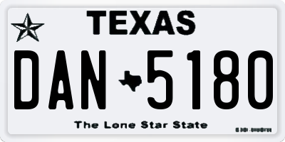 TX license plate DAN5180