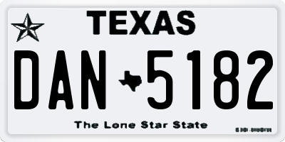 TX license plate DAN5182