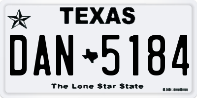 TX license plate DAN5184
