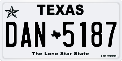 TX license plate DAN5187