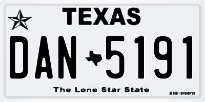 TX license plate DAN5191