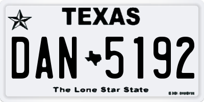 TX license plate DAN5192