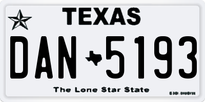 TX license plate DAN5193