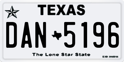 TX license plate DAN5196