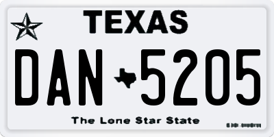TX license plate DAN5205